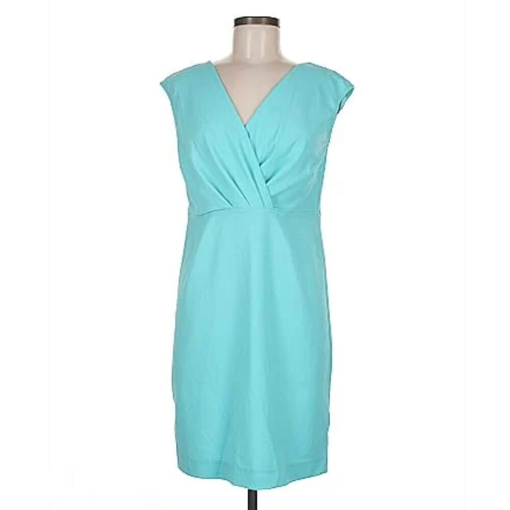 Banana Republic Women's Stretch Knit V-Neck Sleeveless Sheath Dress Turquoise XL